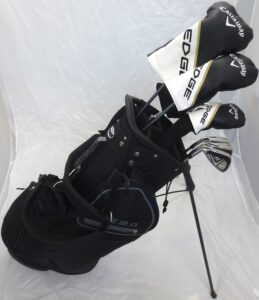 callaway left hand mens golf club set regular flex complete driver, fairway wood, hybrid, irons, putter, stand bag lh