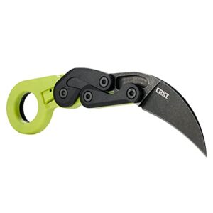 CRKT Provoke Zap Kinematic EDC Folding Pocket Knife: Morphing Karambit, Black Stonewash Stainless Steel Blade, Green Grivory Handle with Integrated Safety Lock, Low Profile Pocket Clip 4041G