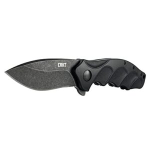 CRKT Foresight EDC Assisted Folding Pocket Knife: Urban Everyday Carry, Black Blade, IKBS Ball Bearing Pivot, Liner Lock, Grooved Glass Reinforced Nylon Handle, Deep Carry Pocket Clip K221KKP