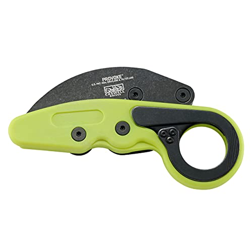 CRKT Provoke Zap Kinematic EDC Folding Pocket Knife: Morphing Karambit, Black Stonewash Stainless Steel Blade, Green Grivory Handle with Integrated Safety Lock, Low Profile Pocket Clip 4041G