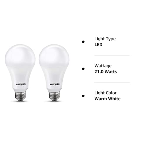 Dimmable A21 LED Bulb, 2600LM Super Bright Light Bulbs, 20W=150W, Warm White 3000K, UL Listed, E26 Base, Damp Rated, 2 Pack