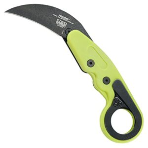 CRKT Provoke Zap Kinematic EDC Folding Pocket Knife: Morphing Karambit, Black Stonewash Stainless Steel Blade, Green Grivory Handle with Integrated Safety Lock, Low Profile Pocket Clip 4041G