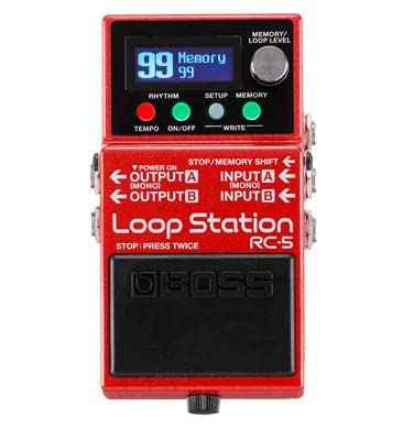 BOSS RC-5 Loop Station — modern, compact looper with first-class sound quality, 99 phrase memories, 57 rhythms and optional MIDI control. Perfect for guitar, bass, electroacoustic