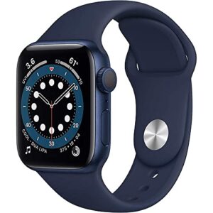 apple watch series 6 (gps + cellular, 40mm) - blue aluminum case with deep navy sport band (renewed)