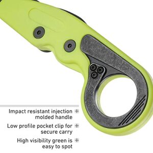 CRKT Provoke Zap Kinematic EDC Folding Pocket Knife: Morphing Karambit, Black Stonewash Stainless Steel Blade, Green Grivory Handle with Integrated Safety Lock, Low Profile Pocket Clip 4041G