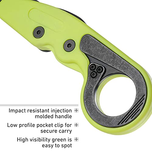 CRKT Provoke Zap Kinematic EDC Folding Pocket Knife: Morphing Karambit, Black Stonewash Stainless Steel Blade, Green Grivory Handle with Integrated Safety Lock, Low Profile Pocket Clip 4041G