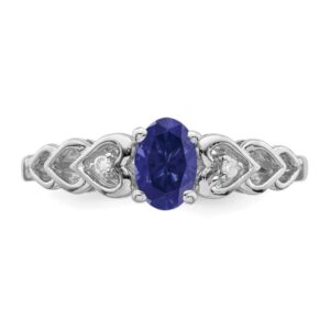 IceCarats 925 Sterling Silver Created Blue Sapphire Diamond Ring September Birthstone Jewelry Size 10