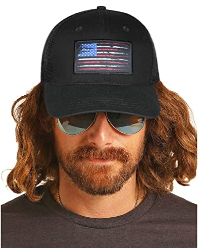 American Fish Flag Trucker Hats - Fishing Gifts for Men - Outdoor Snapback Fishing Hats Perfect for Camping and Daily Use