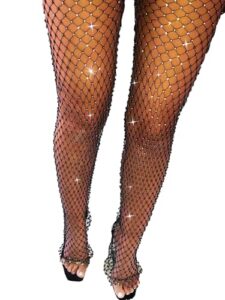 yokawe mesh pants sparkly rhinestone cover up pants fishnet see through leggings crystal bottoms nightclub rave festival party bikini swimsuit pants cover ups for women black