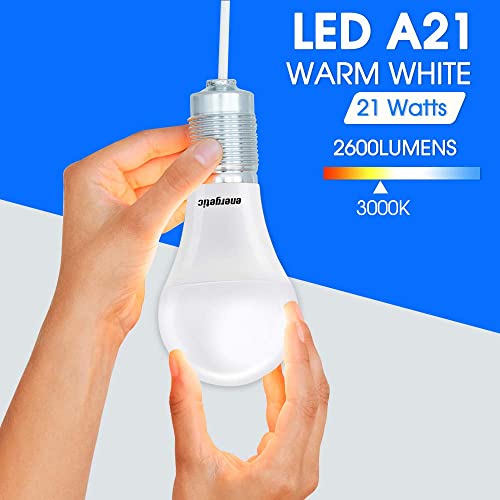 Dimmable A21 LED Bulb, 2600LM Super Bright Light Bulbs, 20W=150W, Warm White 3000K, UL Listed, E26 Base, Damp Rated, 2 Pack