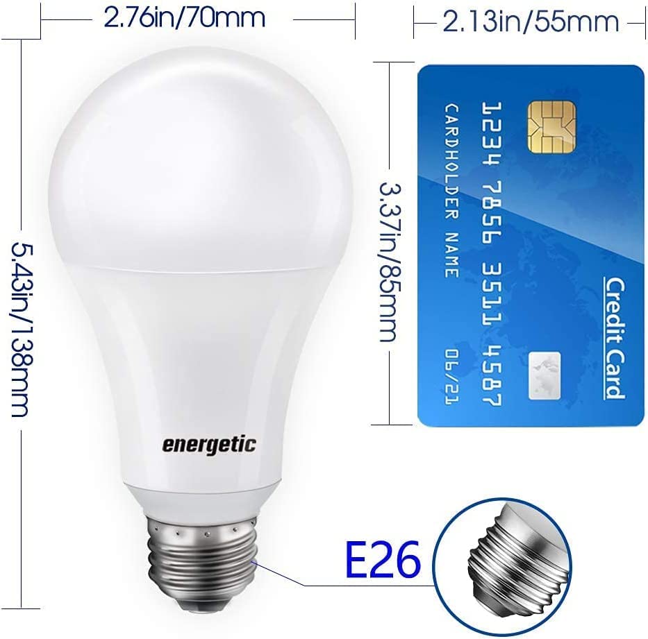 Dimmable A21 LED Bulb, 2600LM Super Bright Light Bulbs, 20W=150W, Warm White 3000K, UL Listed, E26 Base, Damp Rated, 2 Pack