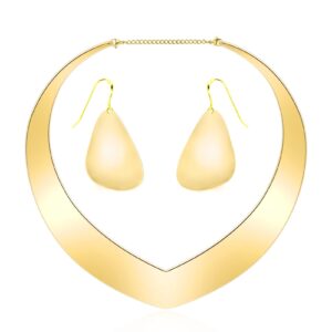 Gifytel Halloween Costume Princess Gold Necklace and Earrings Collar Bib Simple Statement Necklace Jewelry Dangle Large Big Teardrop Earrings Party Costumes Accessories for Women