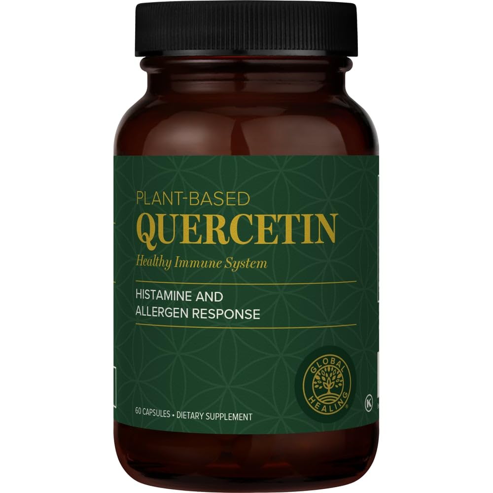 Global Healing Quercetin 250mg Supplement to Support Immune System Function, Respiratory Health & Body's Response to Occasional Allergies -Quercetin Supplements Without Bromelain & Zinc-60 Capsules