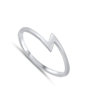 Zig Zag Lightning Bolt Ring New .925 Sterling Silver Band Size 5