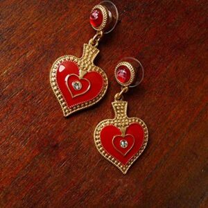 Gifytel Queen of Hearts Costume Red Heart Earrings and Choker Necklace Halloween Costume for Queen of Hearts Halloween Dangle Drop Earrings and Black Choker Vintage Accessories Jewelry for Women