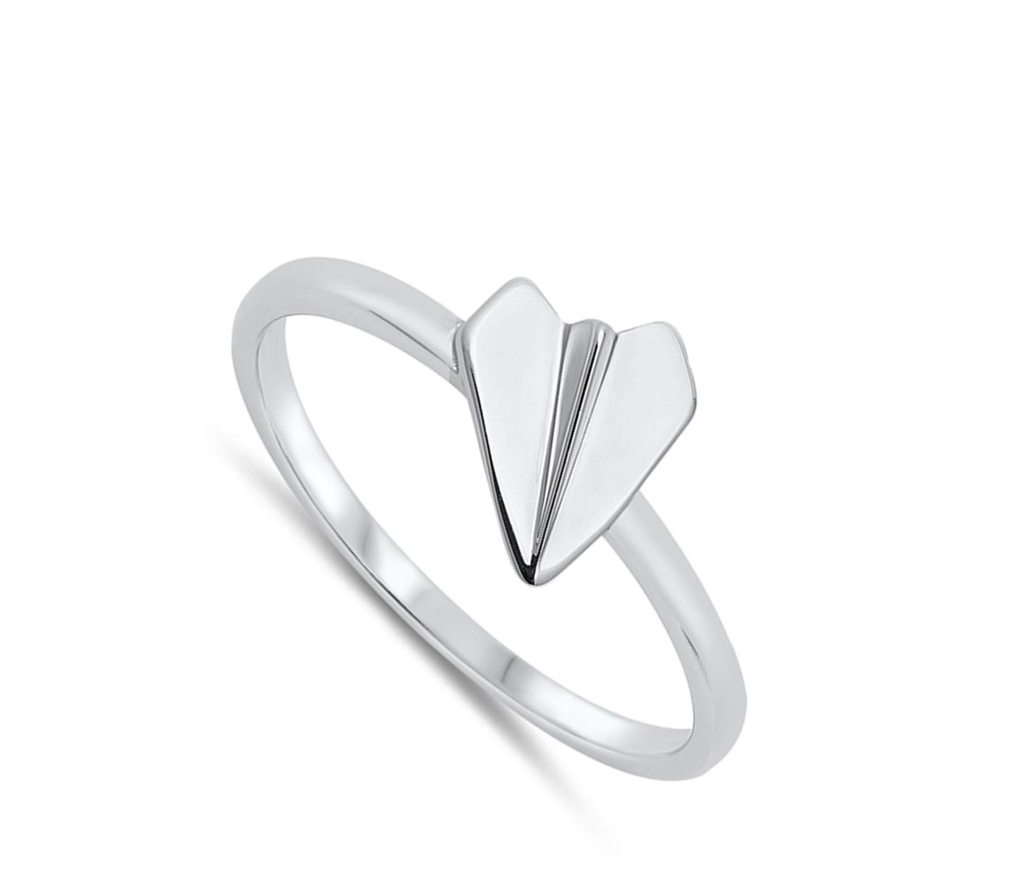 Cute Paper Airplane Student Origami Ring .925 Sterling Silver Band Size 10