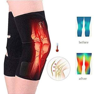 Ylucky 1 Pair Self-heating Knee Braces Magnetic Tourmaline Therapy Knee Pads Adjustable Knee Protective Belt Sleeves for Arthritis Joint Pain Relief and Injury Recovery