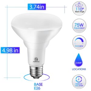 Energetic BR30 Dimmable Indoor LED Flood Light Bulb, 11W=75W, 5000K Daylight, 900LM, Ceiling Light Bulb for Cans, CRI85+, UL Listed, 6-Pack