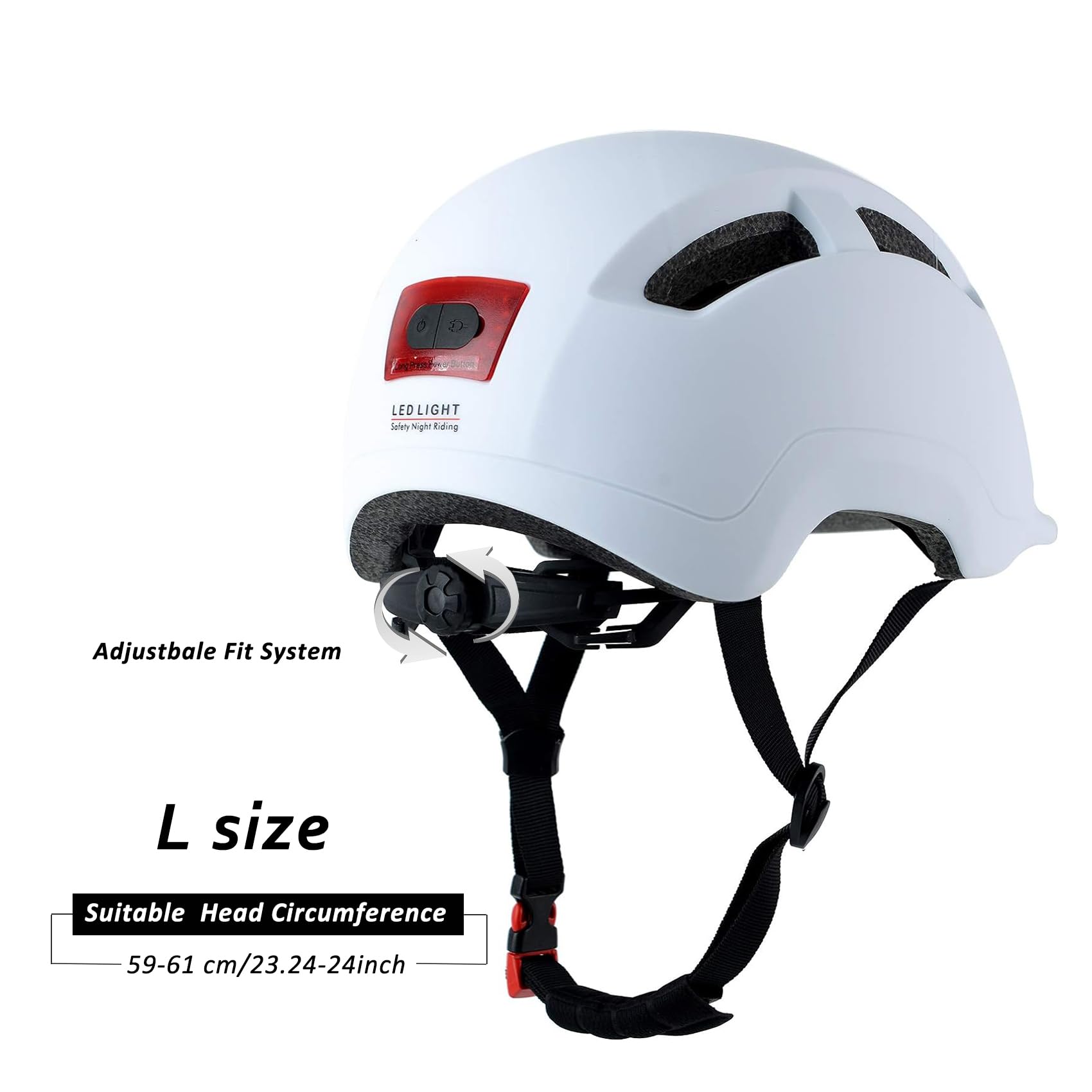 Adult Men Women Bike Helmet with Integrated Taillight for Urban Commuter Cycling Scooter E-Bike Skateboard