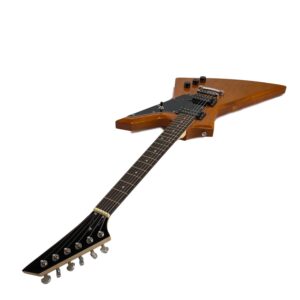 Full Size Right Handed Rock Style Electric 6 String Guitar, Solid Wood Body and Bolt on Neck, Cable and Allen Wrench, Color: Natural Brown