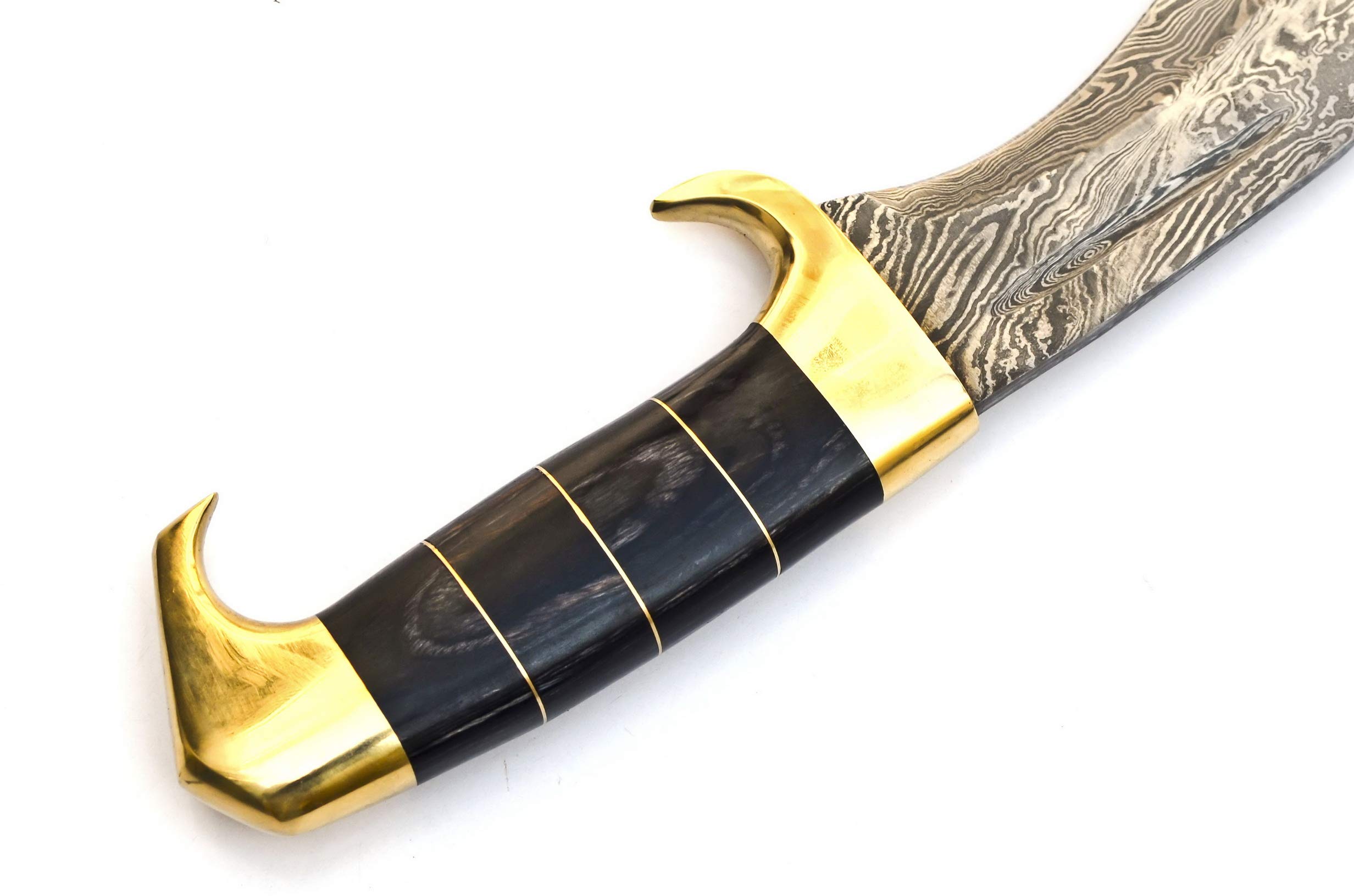 Skokie Knives Custom Hand Made Damascus Steel Hunting Knife Handle Black Pakka Wood with Brass Spacer