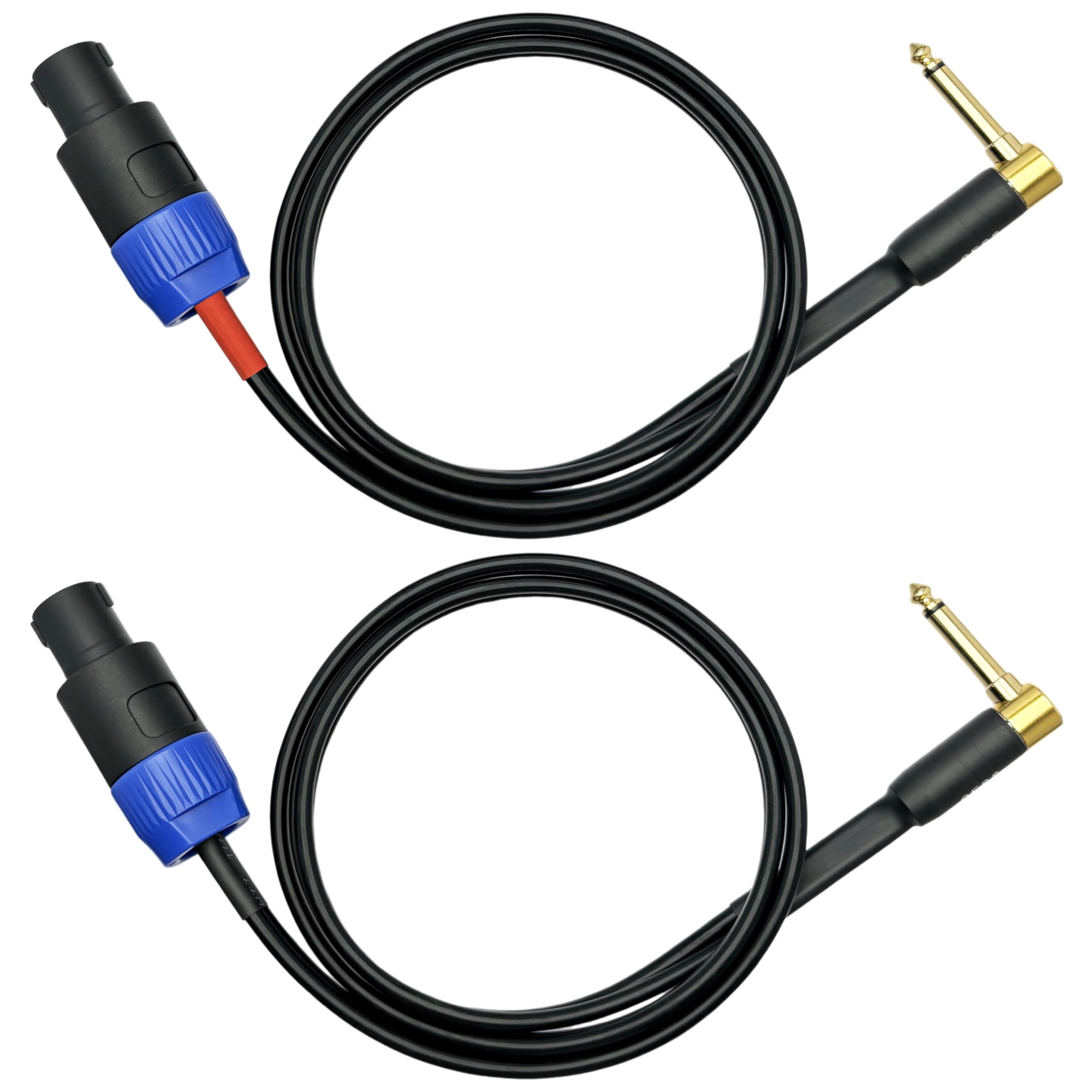 CESS-133-3f Right-Angle 1/4 Inch TS Plug to Speakon Speaker/Amplifier Cable, 2 Pack (3 Feet)