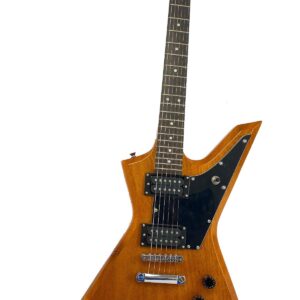 Full Size Right Handed Rock Style Electric 6 String Guitar, Solid Wood Body and Bolt on Neck, Cable and Allen Wrench, Color: Natural Brown