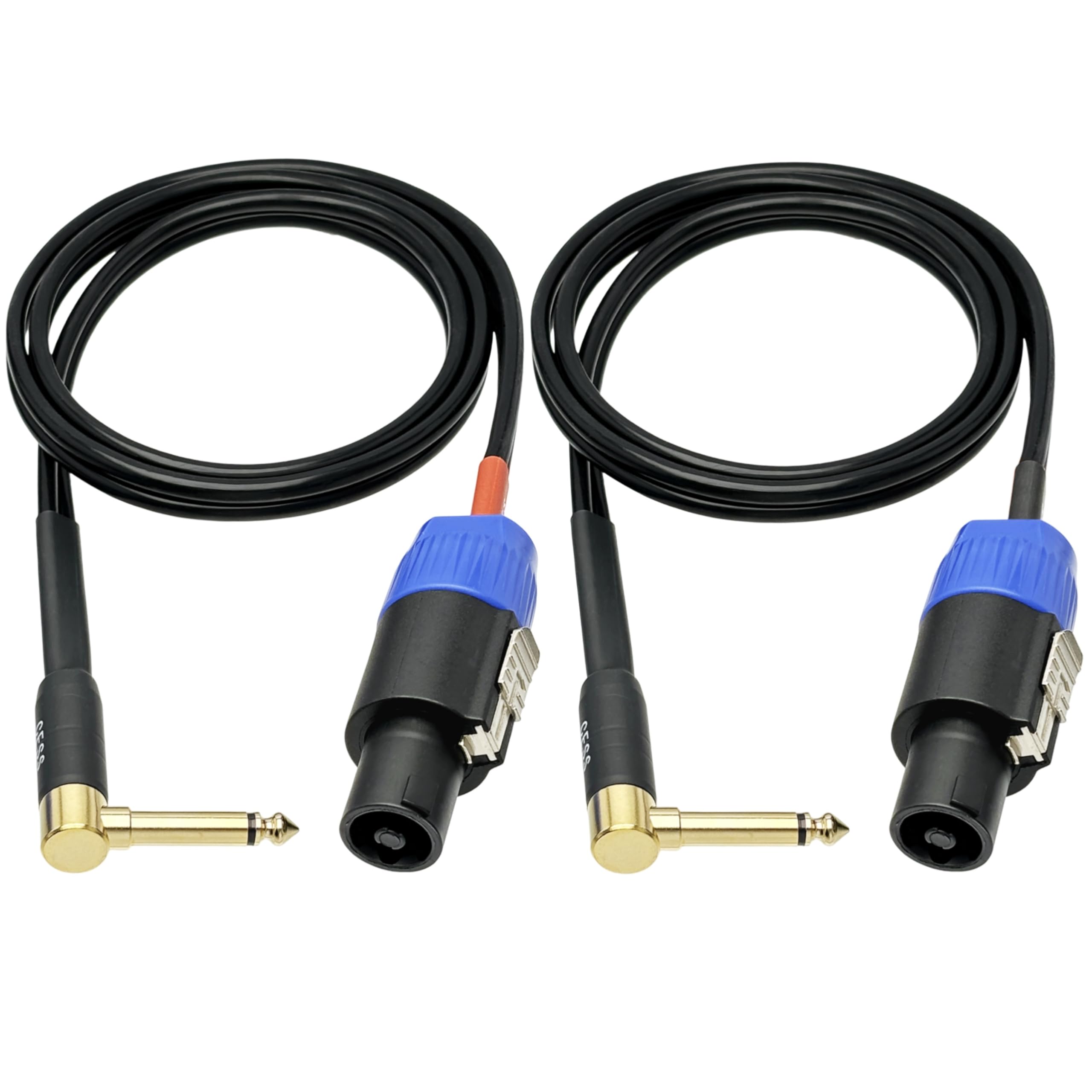 CESS-133-3f Right-Angle 1/4 Inch TS Plug to Speakon Speaker/Amplifier Cable, 2 Pack (3 Feet)