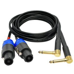 CESS-133-3f Right-Angle 1/4 Inch TS Plug to Speakon Speaker/Amplifier Cable, 2 Pack (3 Feet)