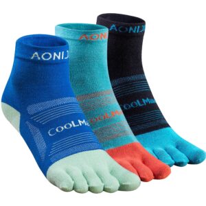 aonijie toe socks for men and women high performance athletic five finger quarter socks soft, comfortable and breathable, medium