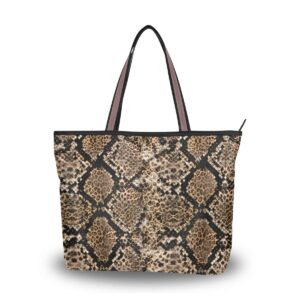 animal snake skin print handbags and purse for women tote bag large capacity top handle shopper shoulder bag