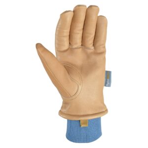 Wells Lamont Women's Warm HydraHyde Water-Resistant Grain Leather Winter Gloves, Tan, Medium (1085M)