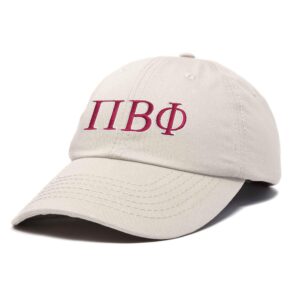 DALIX Pi Beta Phi Greek Letters Hat Womens Embroidered Baseball Cap in Beige