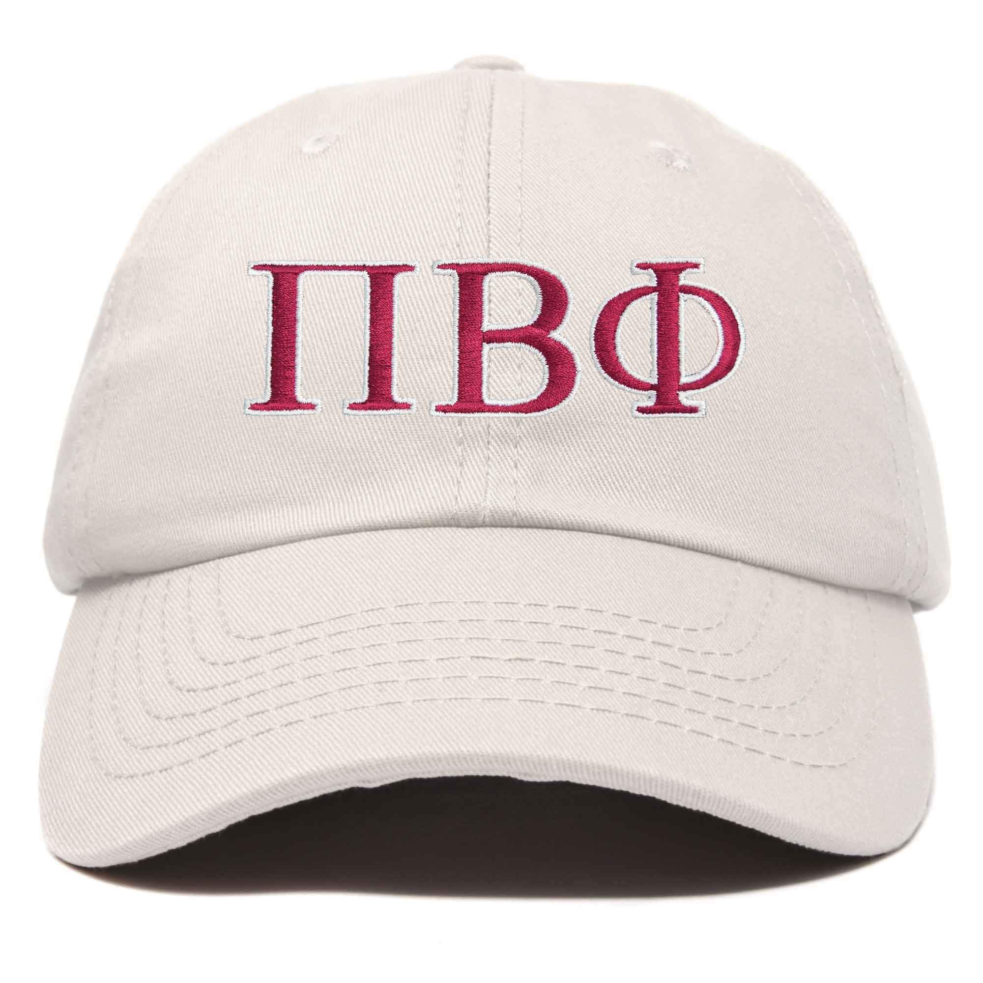 DALIX Pi Beta Phi Greek Letters Hat Womens Embroidered Baseball Cap in Beige