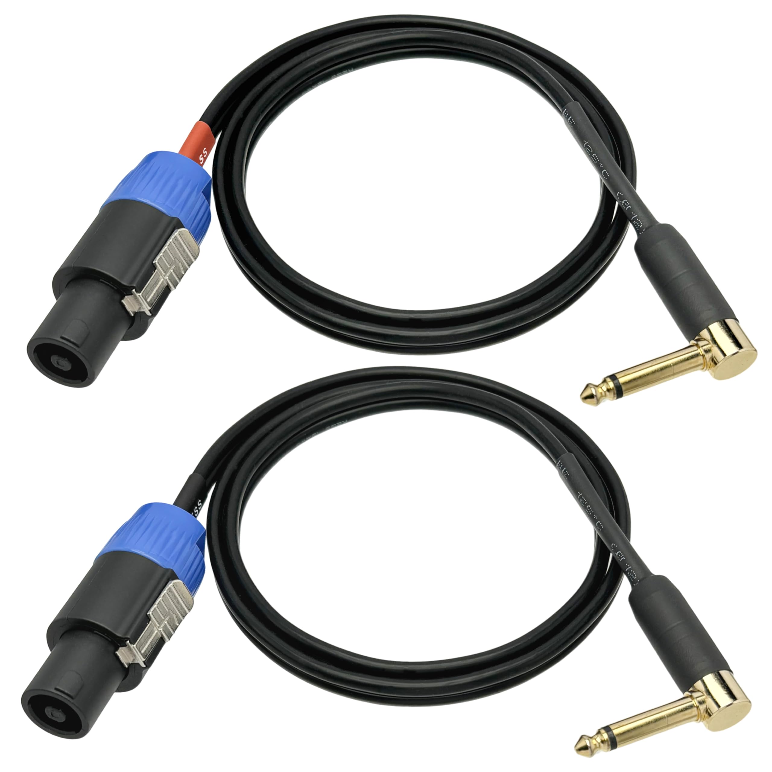 CESS-133-3f Right-Angle 1/4 Inch TS Plug to Speakon Speaker/Amplifier Cable, 2 Pack (3 Feet)