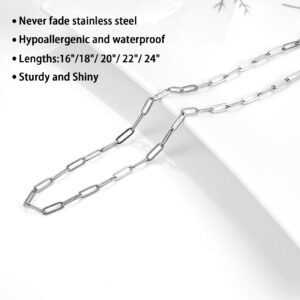 Sunling Stainless Steel Dainty Paperclip Link Chain Necklace for Women with Extension - Silver and Gold Color