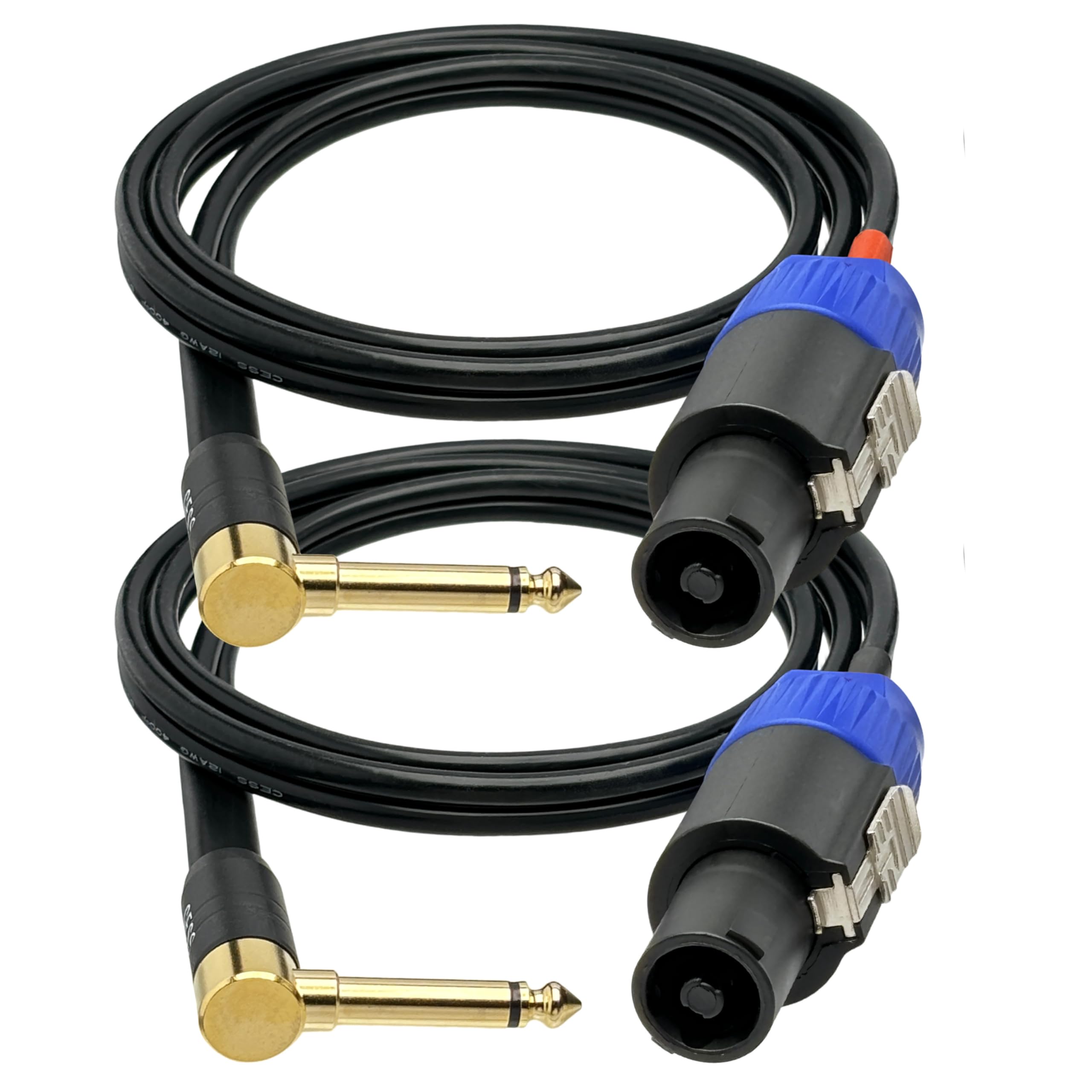 CESS-133-3f Right-Angle 1/4 Inch TS Plug to Speakon Speaker/Amplifier Cable, 2 Pack (3 Feet)