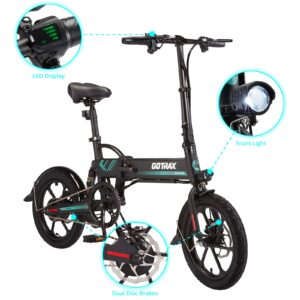 Gotrax EBE1 16" Electric Bike for Adults, 25km/h & 25KM Range by 350W, Foldable Commuter Electric Bike with Rear Suspension, Lightweight Electric Bicycle with Dual Disc Brakes & Dual Fenders Black