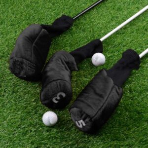 freneci Pack of 3 Golf Club Cover Wood Head Cover Protector Long Neck Socks - Black