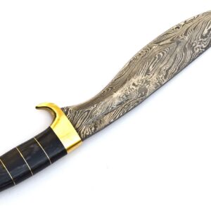 Skokie Knives Custom Hand Made Damascus Steel Hunting Knife Handle Black Pakka Wood with Brass Spacer