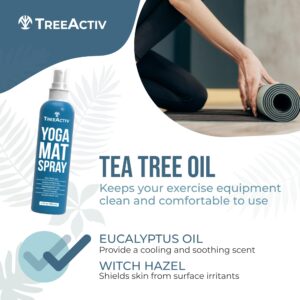 TreeActiv Yoga Mat Cleaner Spray, 4 fl oz, Cleaning Spray for Yoga Accessories, All Purpose Mat Spray for Gym Equipment, Workout Mat Spray With Tea Tree Oil, Yoga Mat Spray Cleaner, with 2000 Sprays