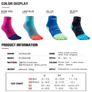 AONIJIE Toe Socks for Men and Women High Performance Athletic Five Finger Quarter Socks Soft, Comfortable and Breathable, Medium