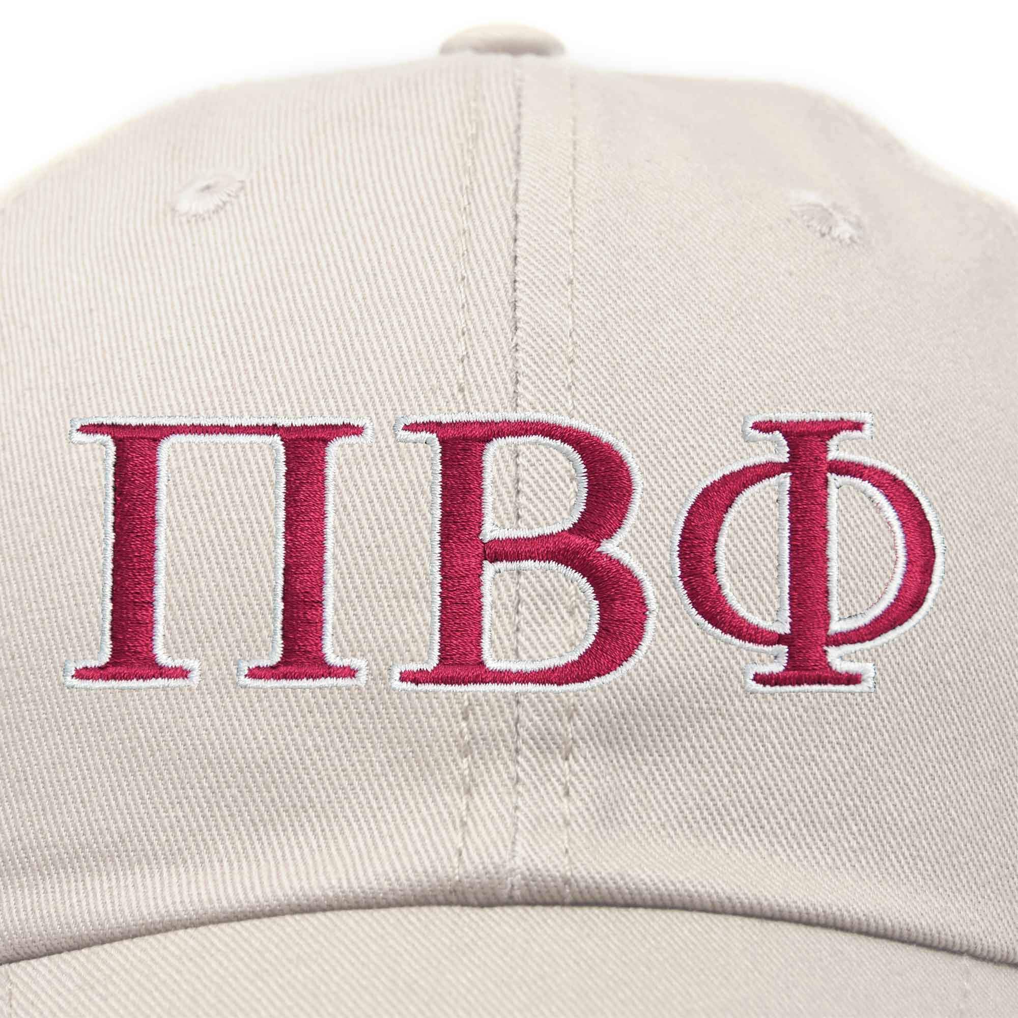 DALIX Pi Beta Phi Greek Letters Hat Womens Embroidered Baseball Cap in Beige