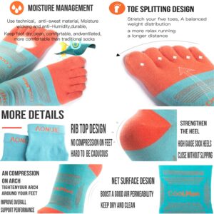 AONIJIE Toe Socks for Men and Women High Performance Athletic Five Finger Quarter Socks Soft, Comfortable and Breathable, Medium