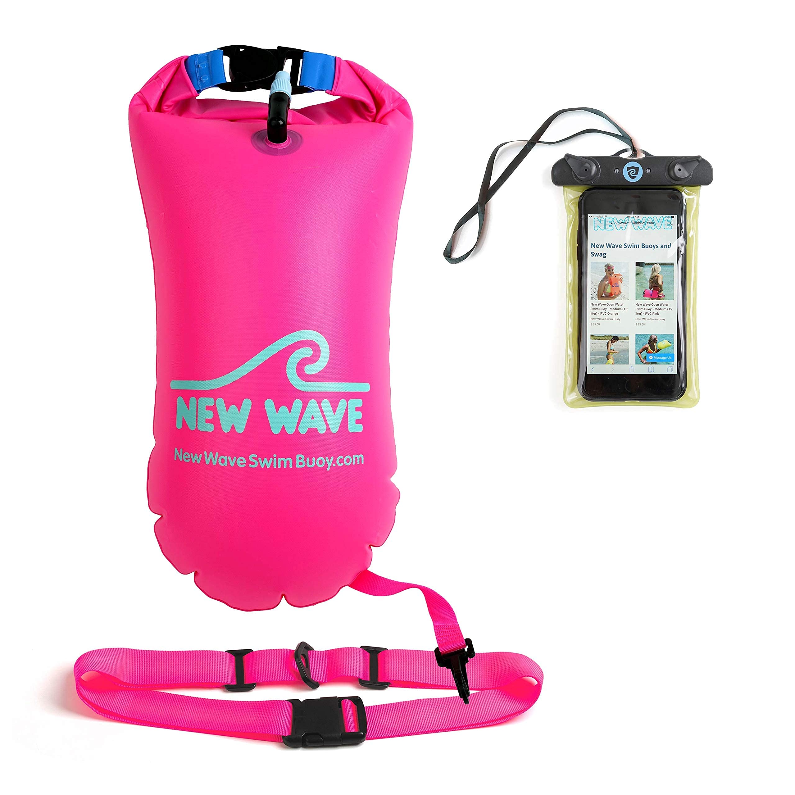 New Wave Swim Buoy and Phone Case Bundle - Pink