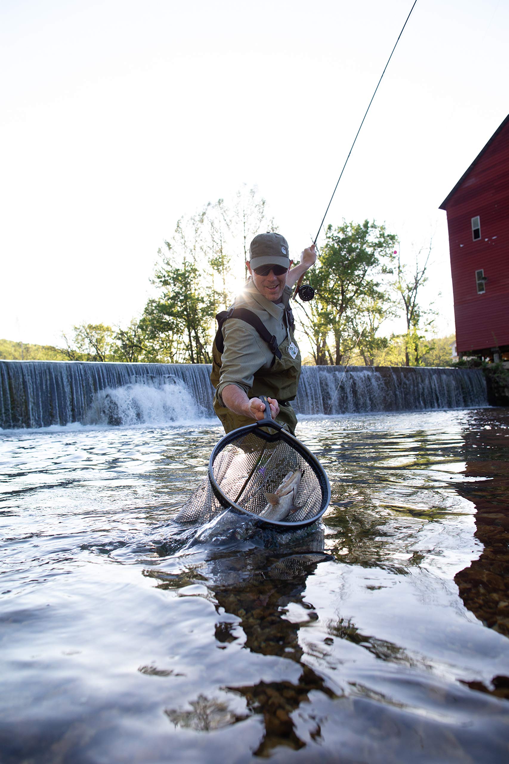 Frabill Floating Trout Net, 13" x 18", Black Finish, Fish Landing Net, Tangle-Free Micromesh Netting is Gentle on Fish, Comfortable Handle with Built-in Lanyard and Carabiner