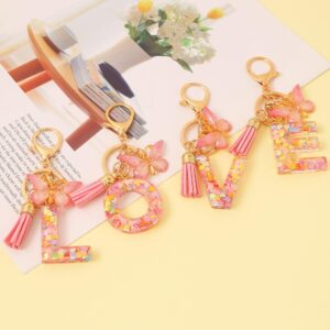 OKAICEN Fashion Alphabet Initial Letter Keychain Tassel Butterfly Pendant Key Ring for Purse Handbags Women Girl ('L')