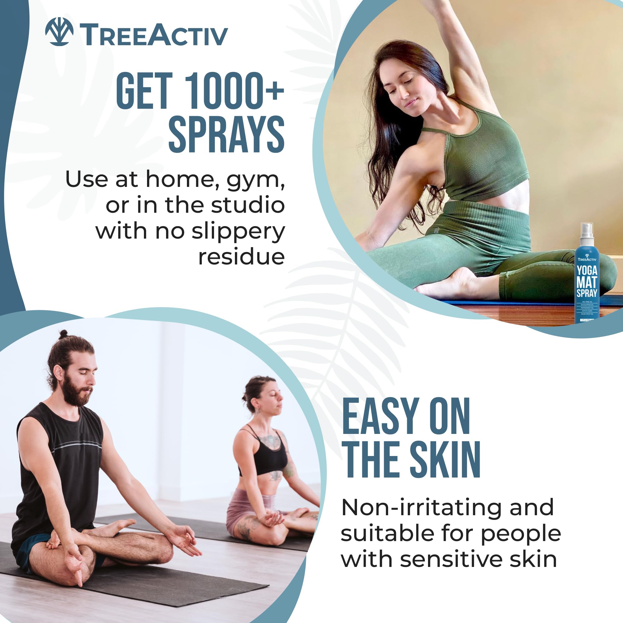 TreeActiv Yoga Mat Cleaner Spray, 4 fl oz, Cleaning Spray for Yoga Accessories, All Purpose Mat Spray for Gym Equipment, Workout Mat Spray With Tea Tree Oil, Yoga Mat Spray Cleaner, with 2000 Sprays