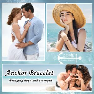 J.Endéar Anchor String Rope Bracelet for Women Men, Filigree Handmade Braided Bracelet Adjustable, Dainty Sterling Silver 925 Anchor Jewelry Sailor Gift for Unisex, Black