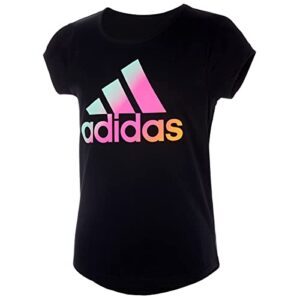 adidas Girls' Short Sleeve Cotton Essential T-Shirt Top, Black, Medium